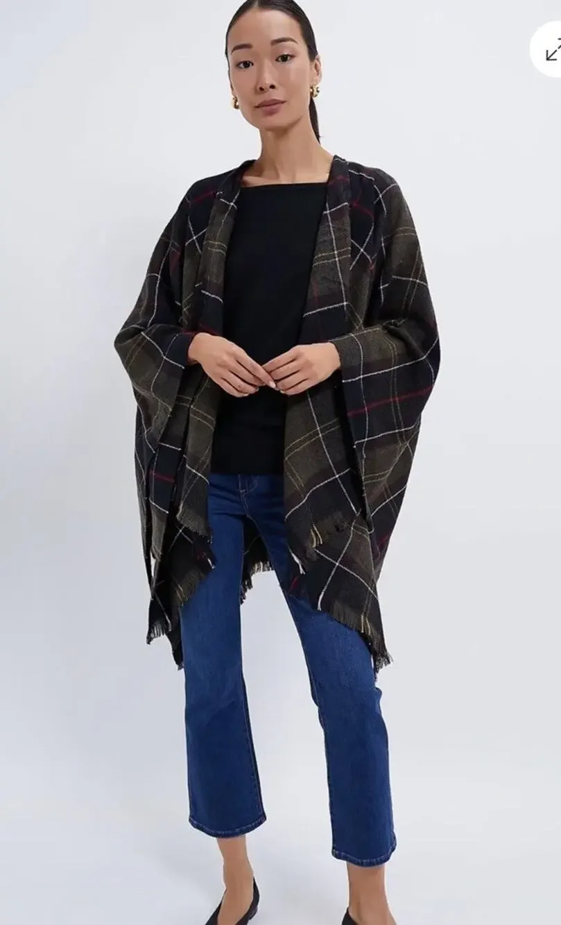 BARBOUR Tuckernuck Staffin Green Tartan Serape Wrap Scarf One Size NWT